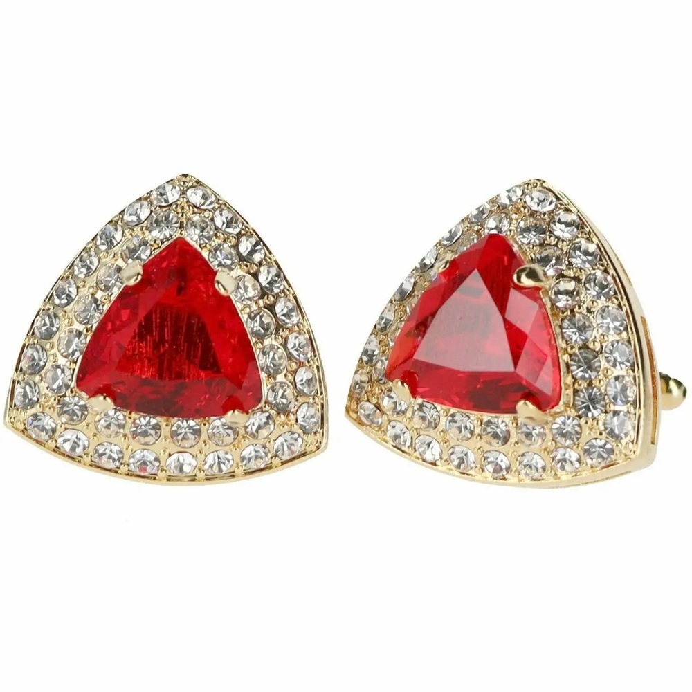 Red and Gold Geometric Cuff Links